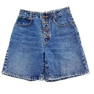 Vintage Legend Minnie Womens Button Front‎ Denim Bermuda Jean Shorts Sz 27